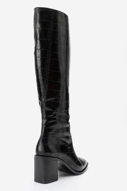 Venia - Black Print Block Heel Boot (Women)