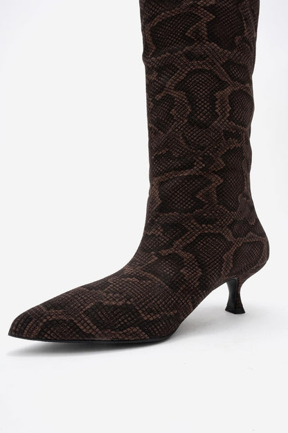 Cuervo - Bota Puntiaguda con Patrón Marrón (Mujer)