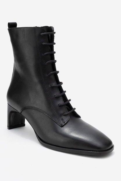SUDY - Bota con cordones de cuero negro (Mujer)