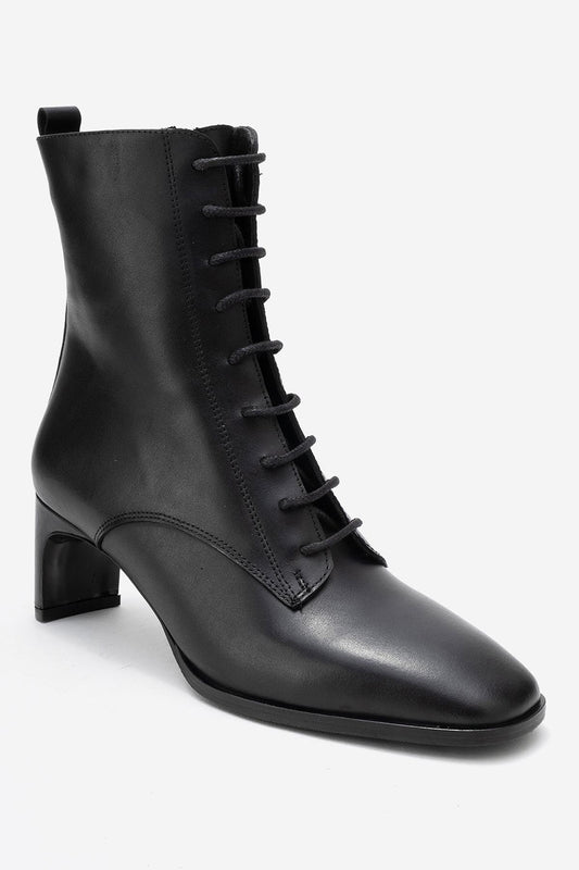SUDY - Bota con cordones de cuero negro (Mujer)