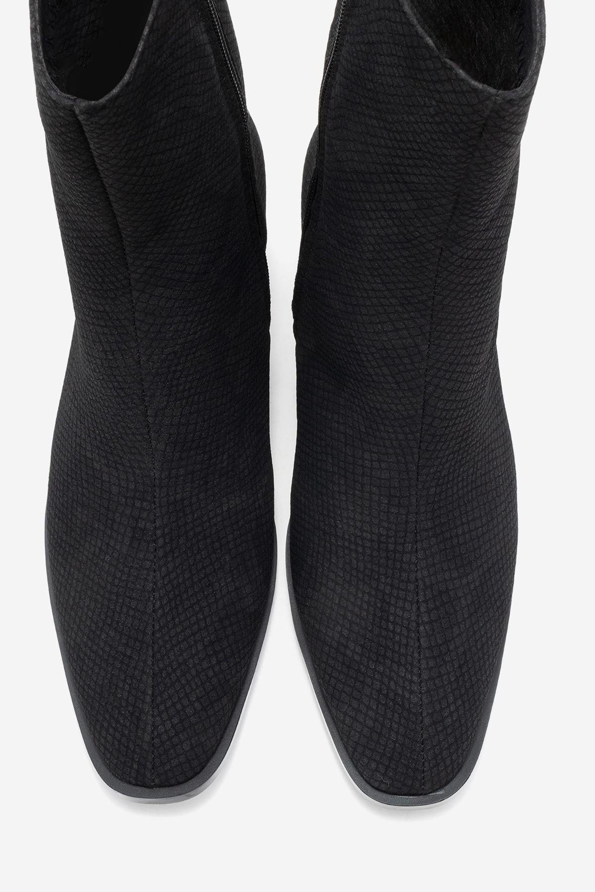Chara - Bota con tacón de bloque y patrón negro (Mujer)