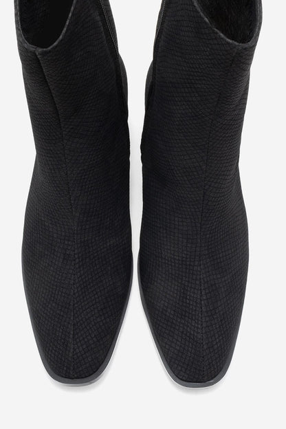 Chara - Bota con tacón de bloque y patrón negro (Mujer)