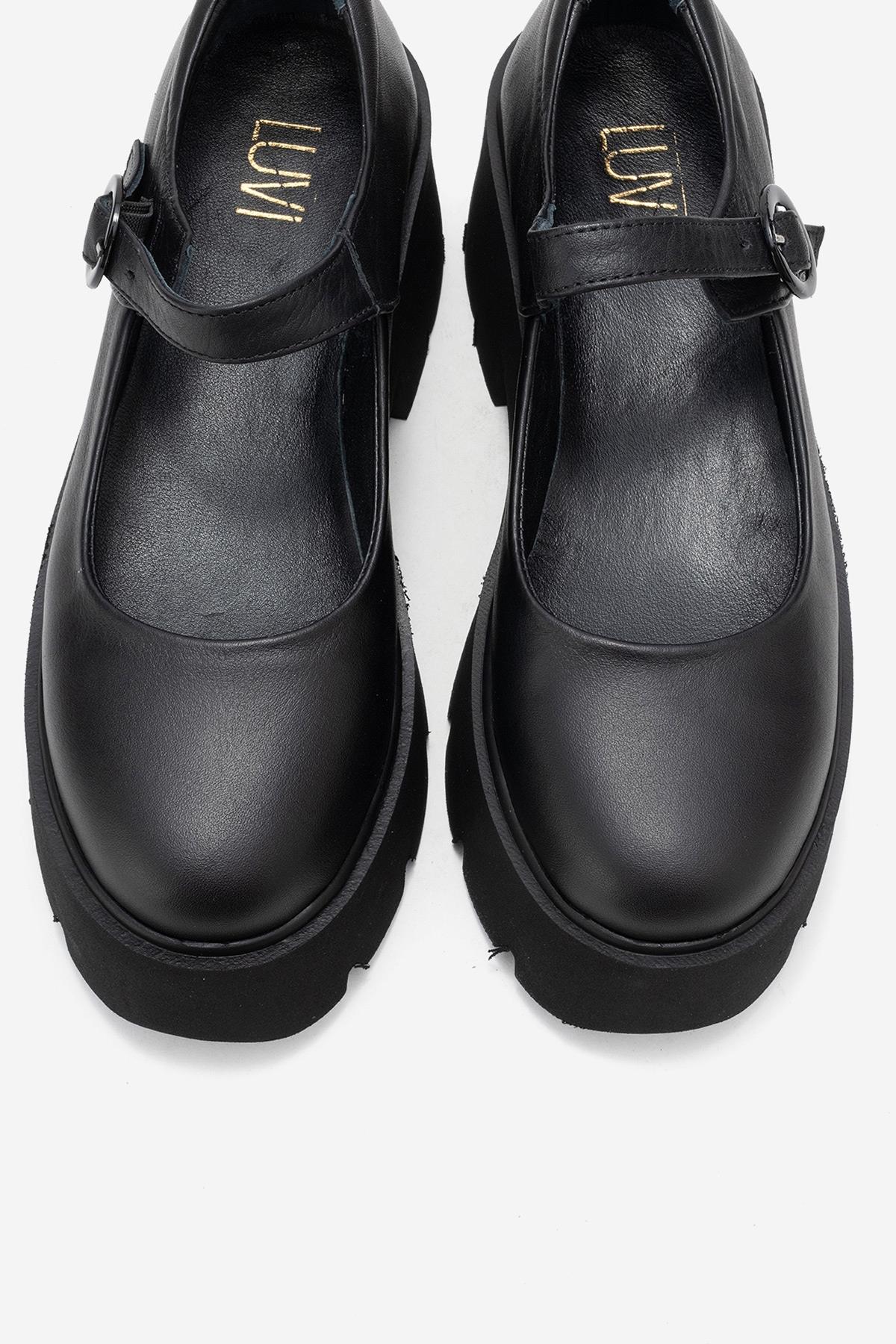 Orina - Zapatos Mary Jane con plataforma de piel negra (Mujer)