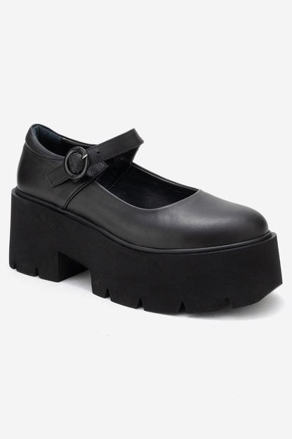 Orina - Zapatos Mary Jane con plataforma de piel negra (Mujer)