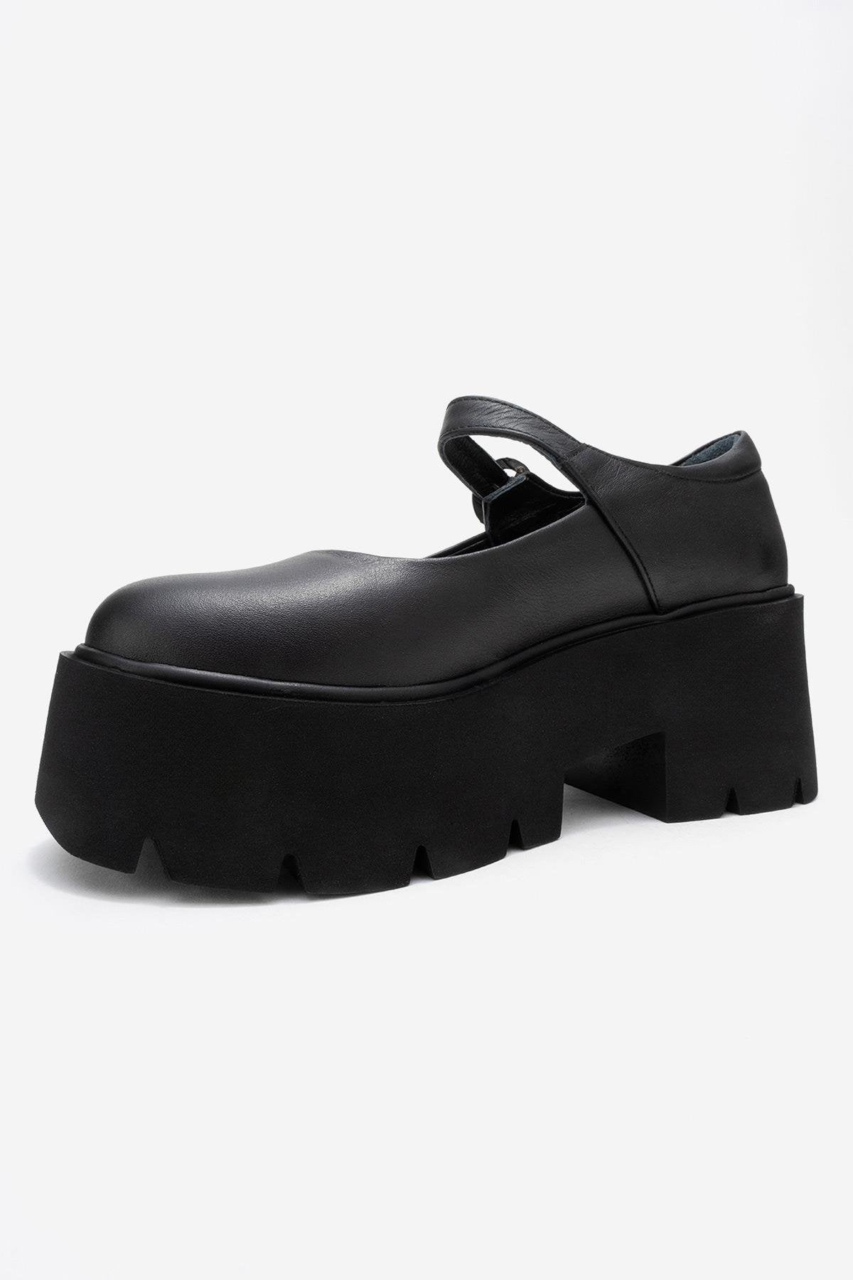 Orina - Zapatos Mary Jane con plataforma de piel negra (Mujer)