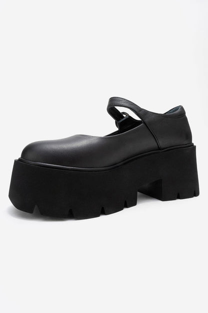 Orina - Zapatos Mary Jane con plataforma de piel negra (Mujer)