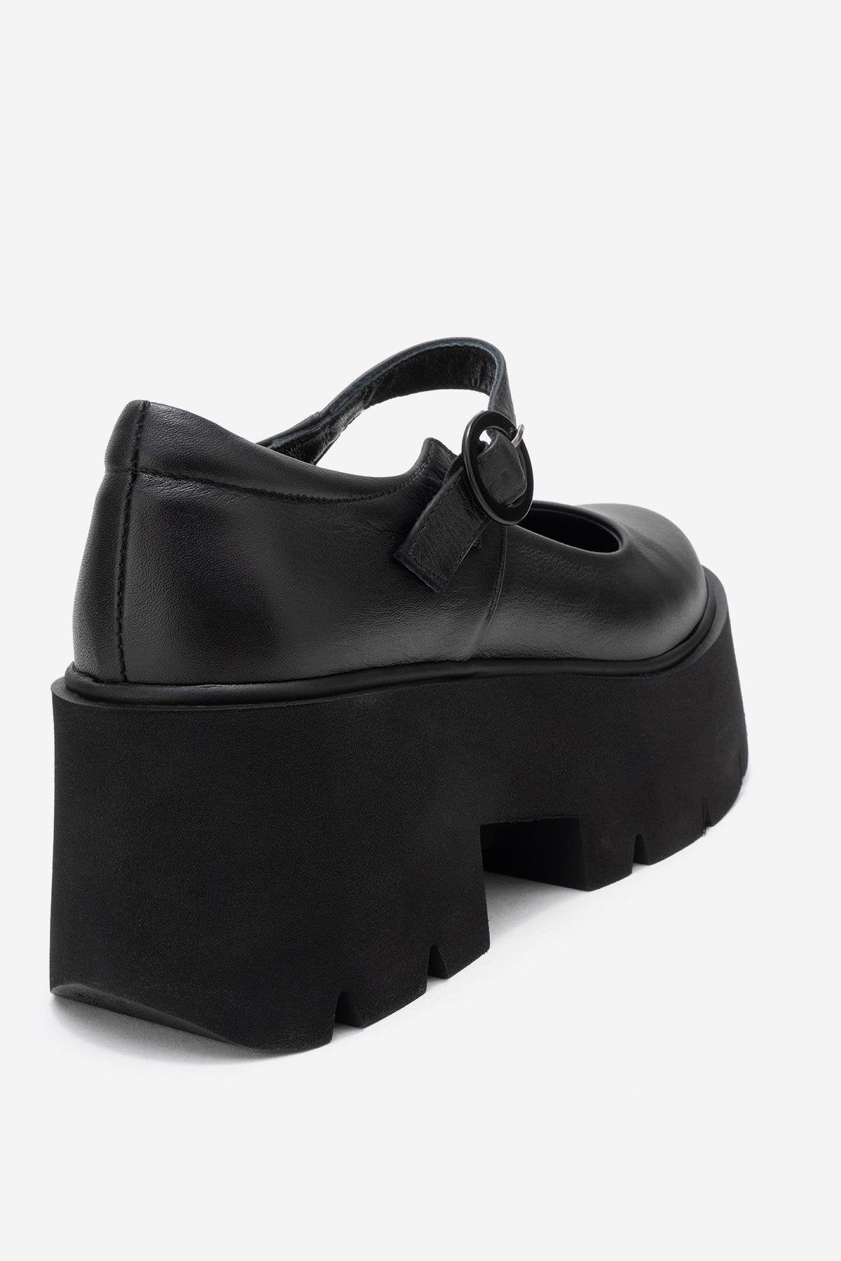 Orina - Zapatos Mary Jane con plataforma de piel negra (Mujer)