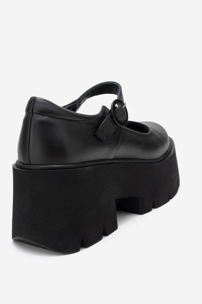 Orina - Zapatos Mary Jane con plataforma de piel negra (Mujer)