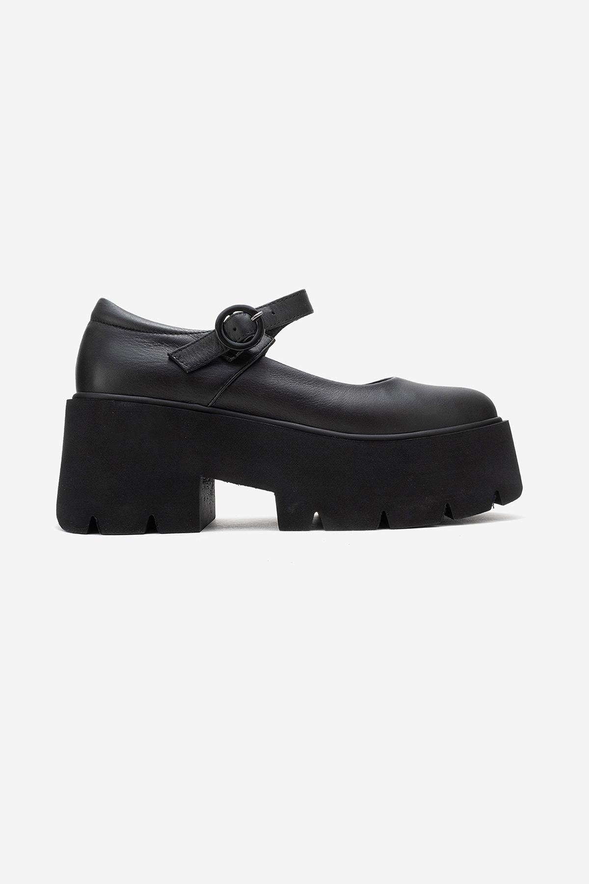 Orina - Zapatos Mary Jane con plataforma de piel negra (Mujer)