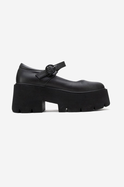 Orina - Zapatos Mary Jane con plataforma de piel negra (Mujer)