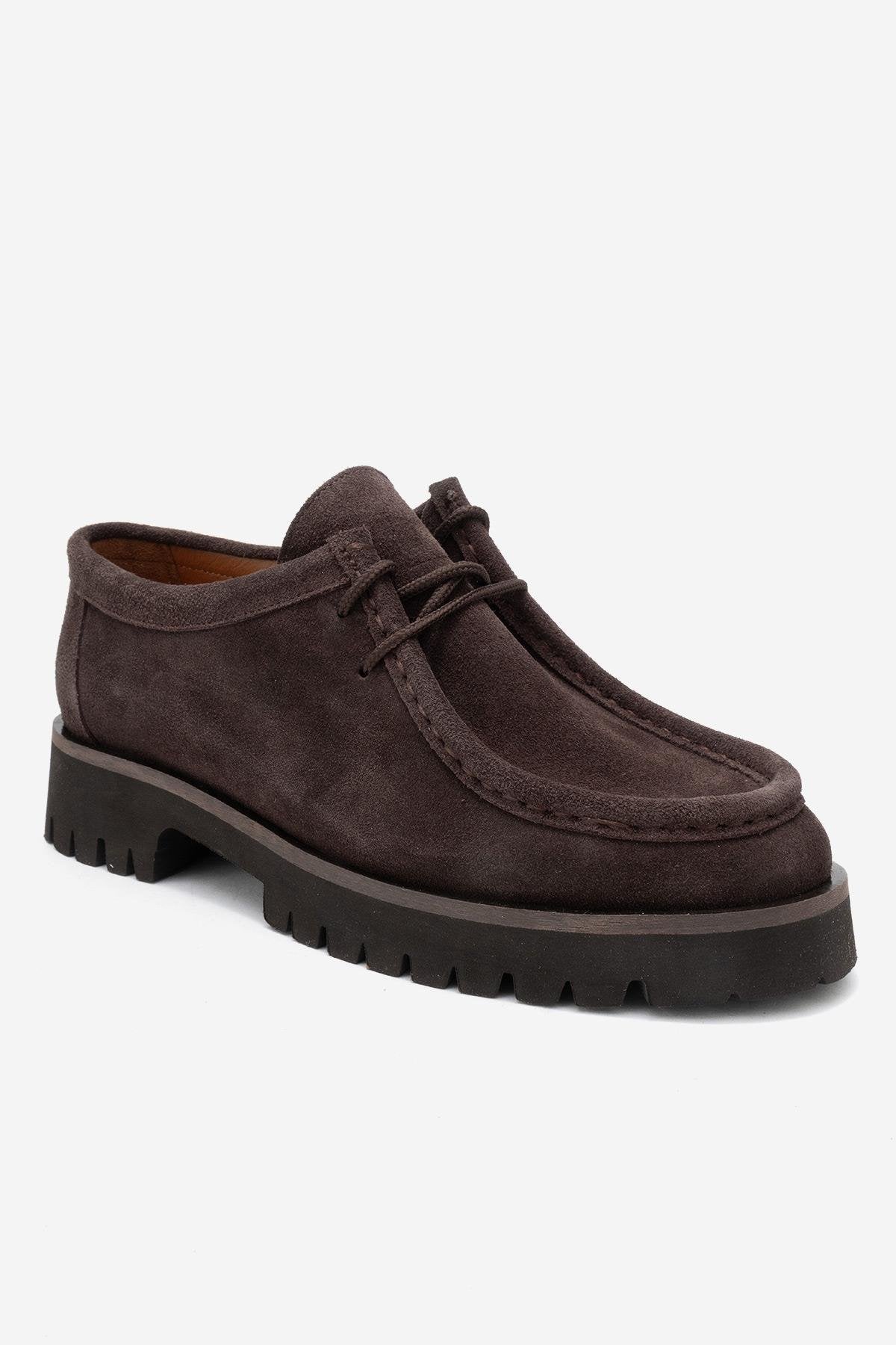 Talia - Mocasín de cuero de gamuza marrón con cordones (Mujer)