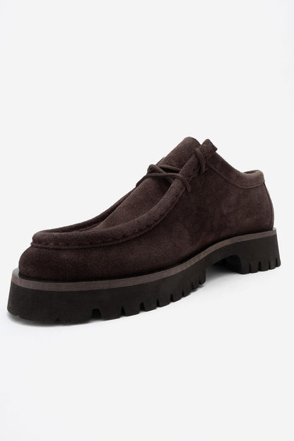 Talia - Mocasín de cuero de gamuza marrón con cordones (Mujer)