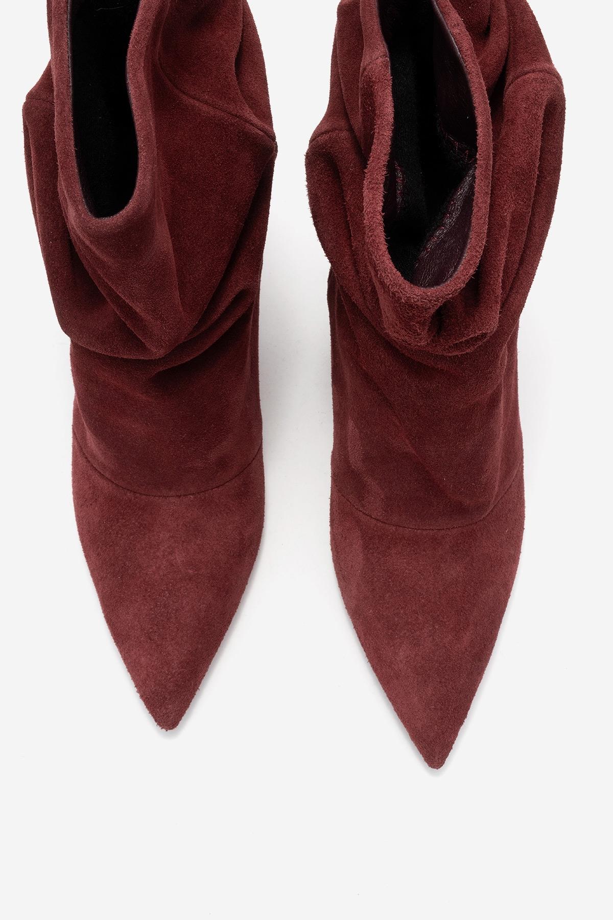 Balei - Bota de tacón de aguja de ante burdeos (mujer)