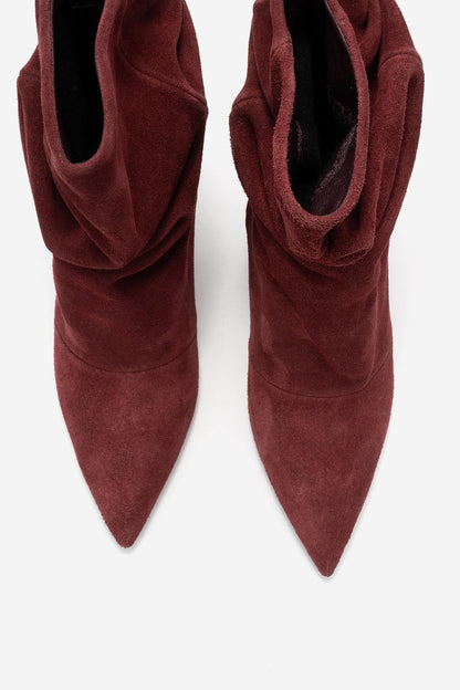 Balei - Bota de tacón de aguja de ante burdeos (mujer)