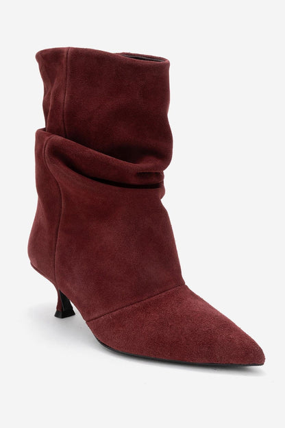 Balei - Bota de tacón de aguja de ante burdeos (mujer)