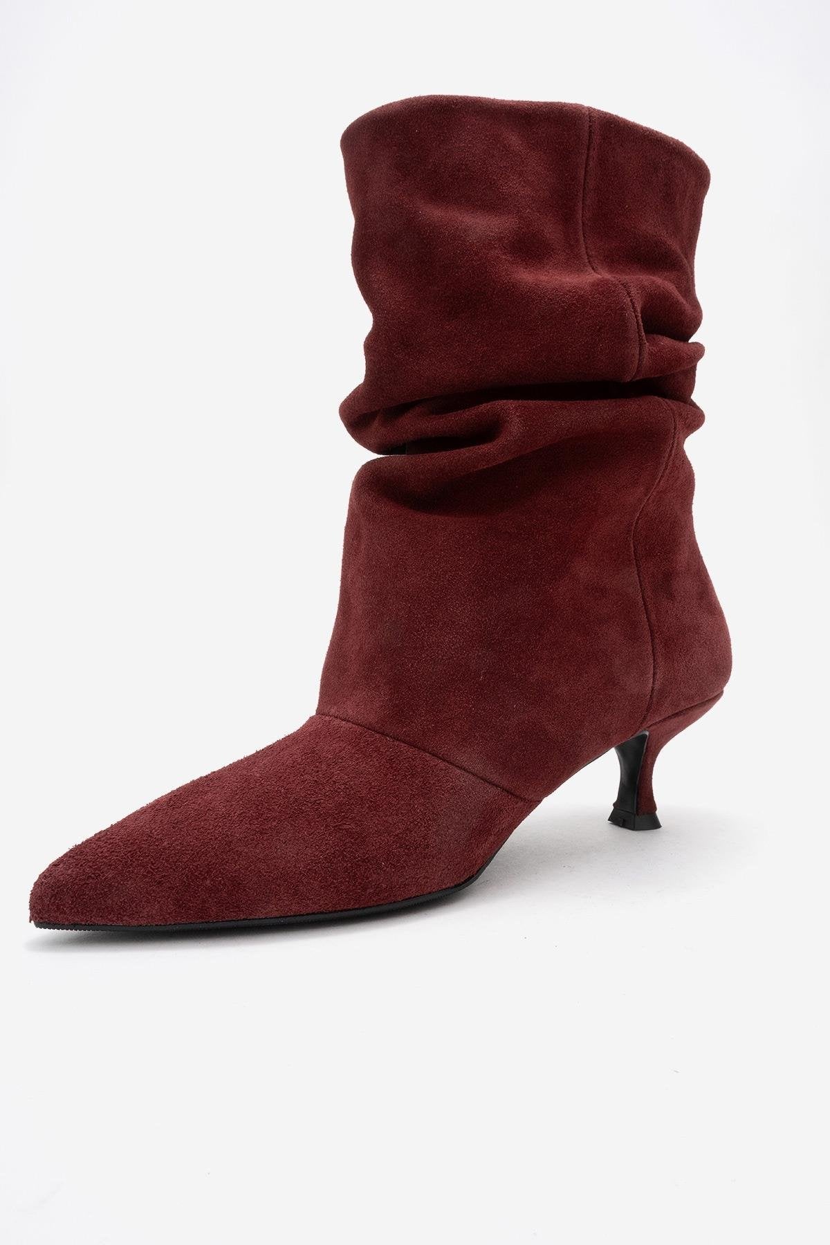 Balei - Bota de tacón de aguja de ante burdeos (mujer)
