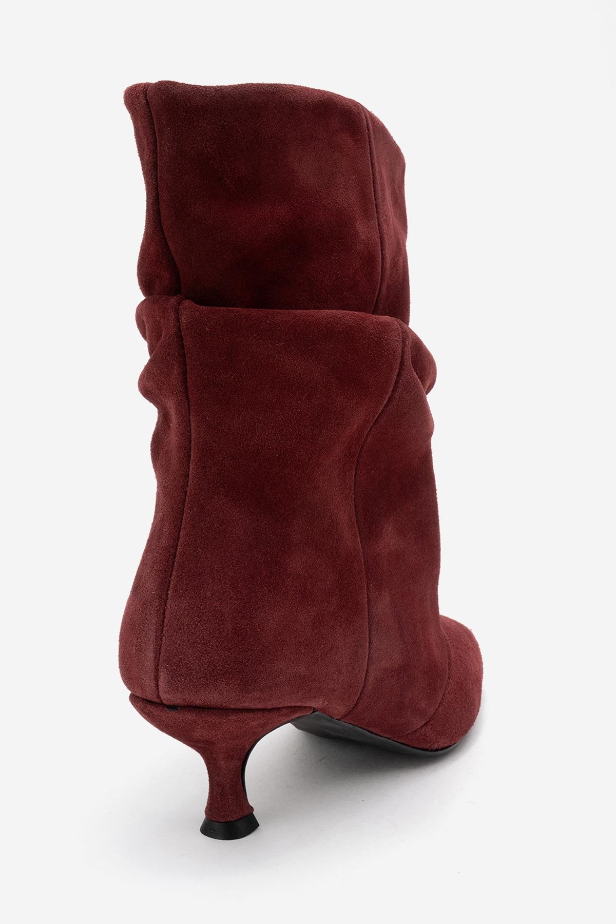 Balei - Bota de tacón de aguja de ante burdeos (mujer)