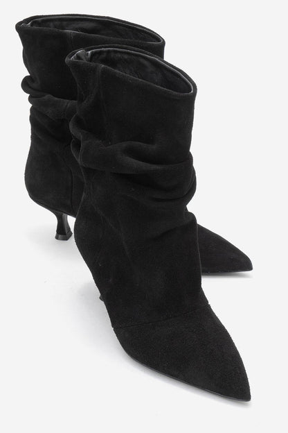 Balei - Bota de tacón puntiagudo de ante negro (mujer)