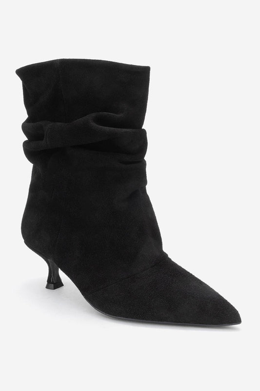 Balei - Bota de tacón puntiagudo de ante negro (mujer)