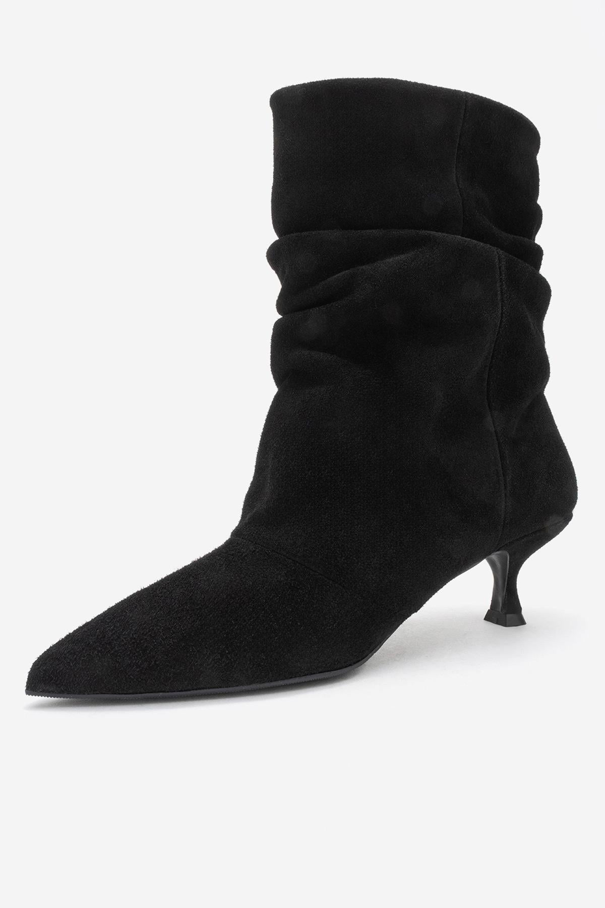 Balei - Bota de tacón puntiagudo de ante negro (mujer)