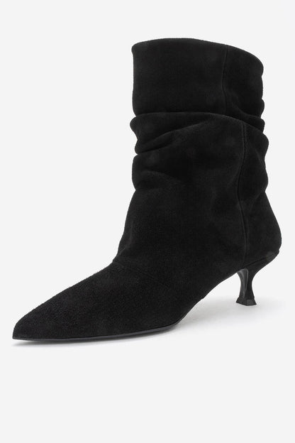 Balei - Bota de tacón puntiagudo de ante negro (mujer)