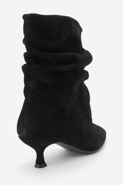 Balei - Bota de tacón puntiagudo de ante negro (mujer)
