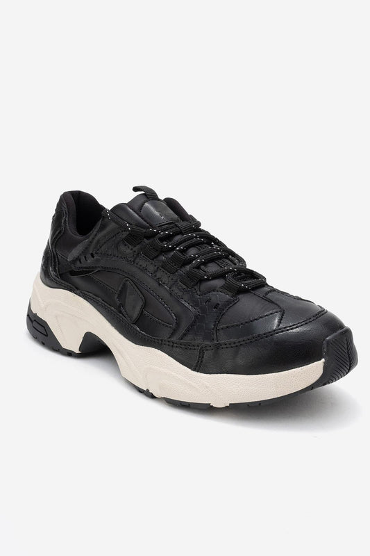 Bambi - Black Printed Scuba Sneakers (Women)