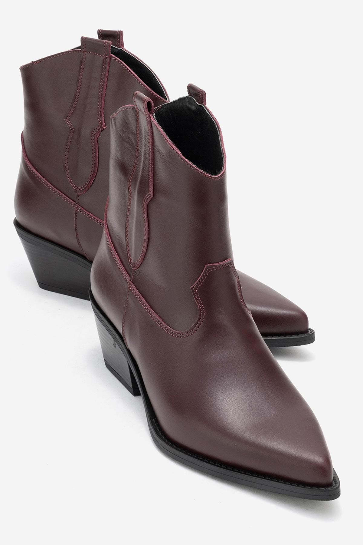 Elia - Bota Western de Cuero Borgoña (Mujer)