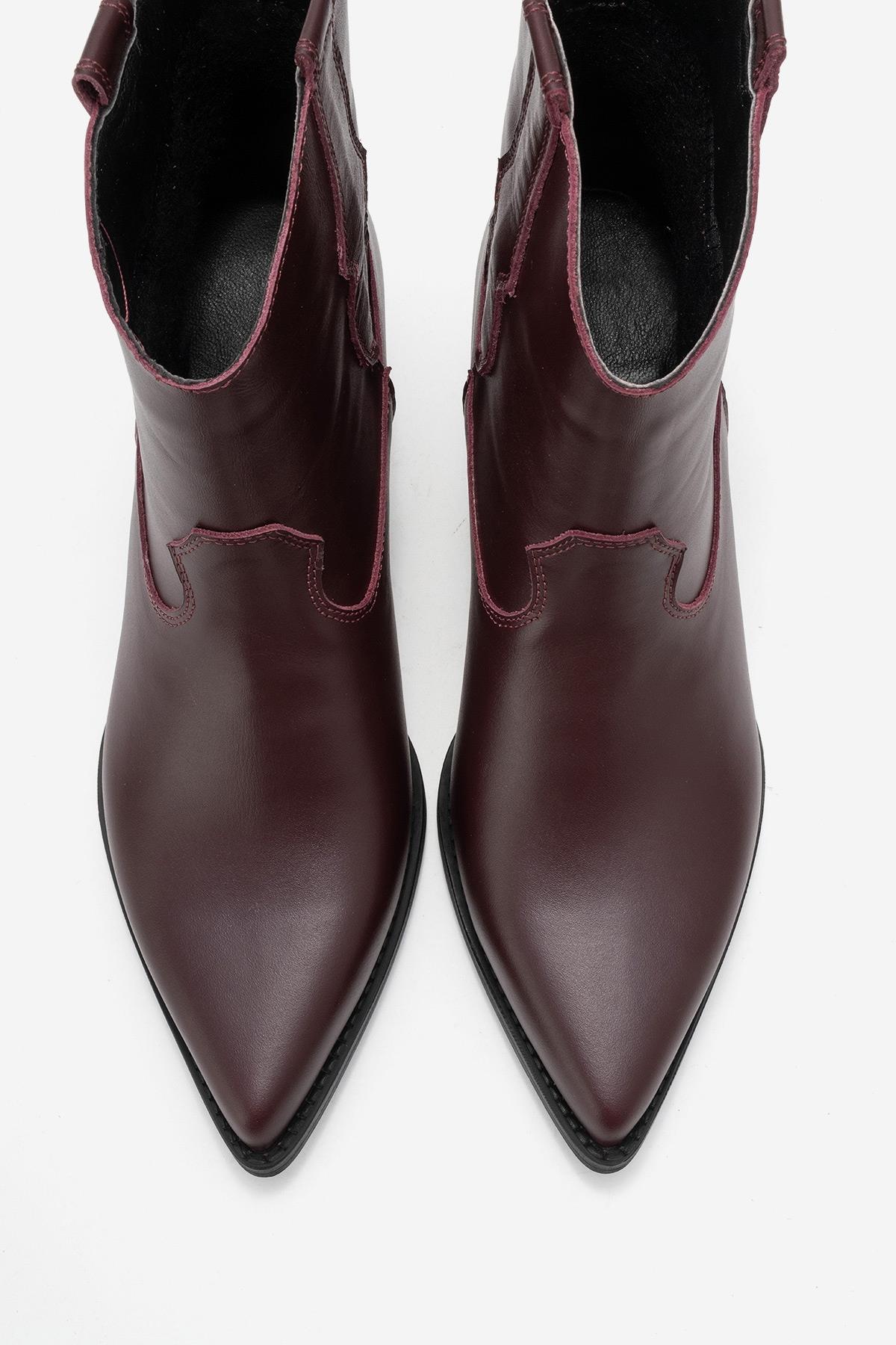 Elia - Bota Western de Cuero Borgoña (Mujer)