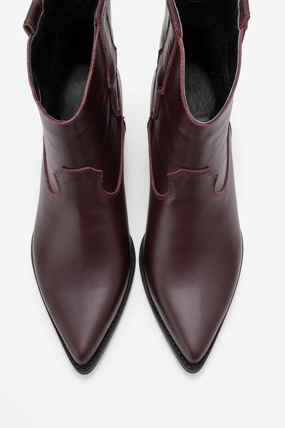 Elia - Bota Western de Cuero Borgoña (Mujer)