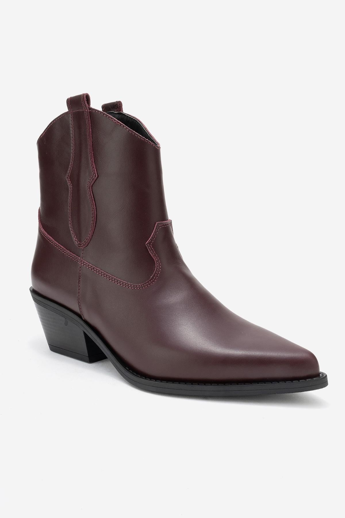 Elia - Bota Western de Cuero Borgoña (Mujer)