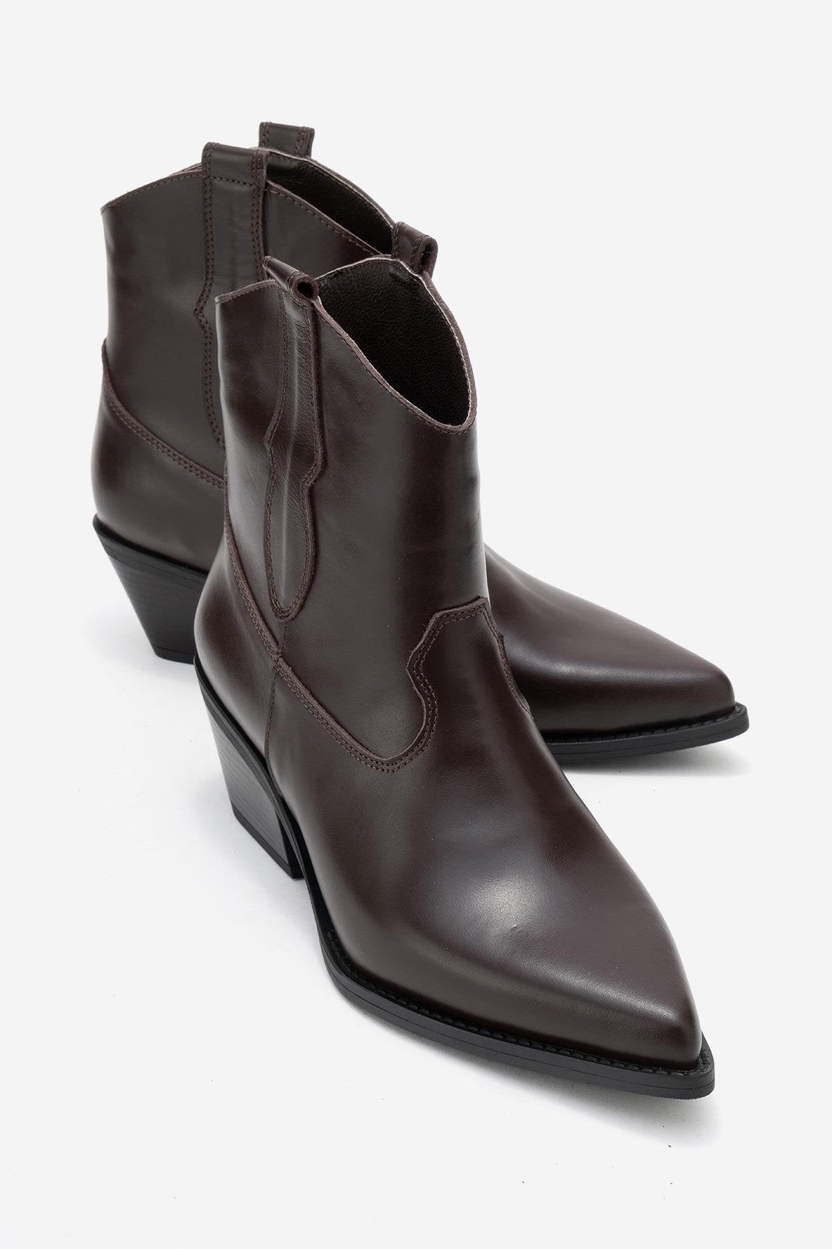 Elia - Bota vaquera de cuero marrón (Mujer)