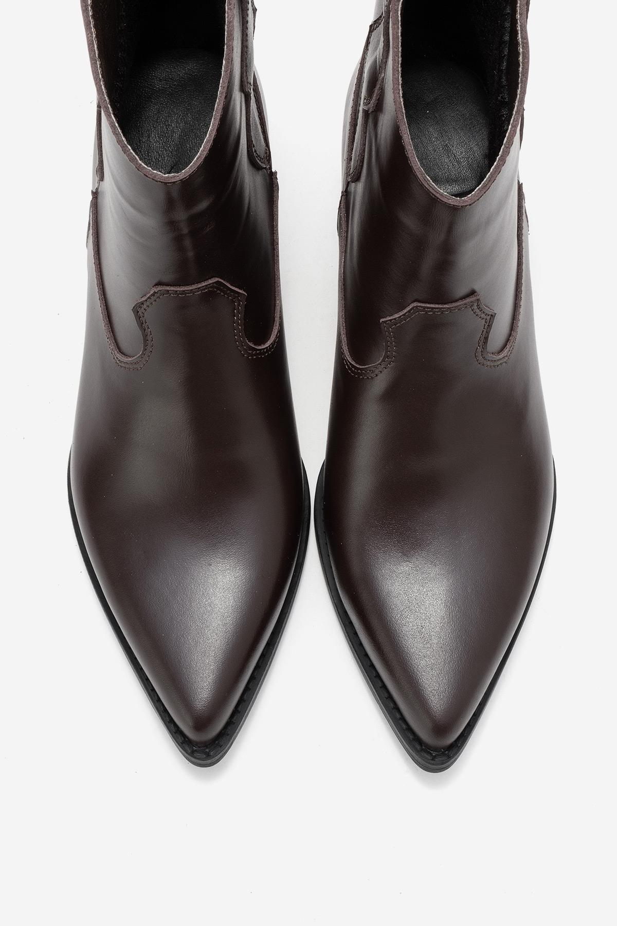 Elia - Bota vaquera de cuero marrón (Mujer)