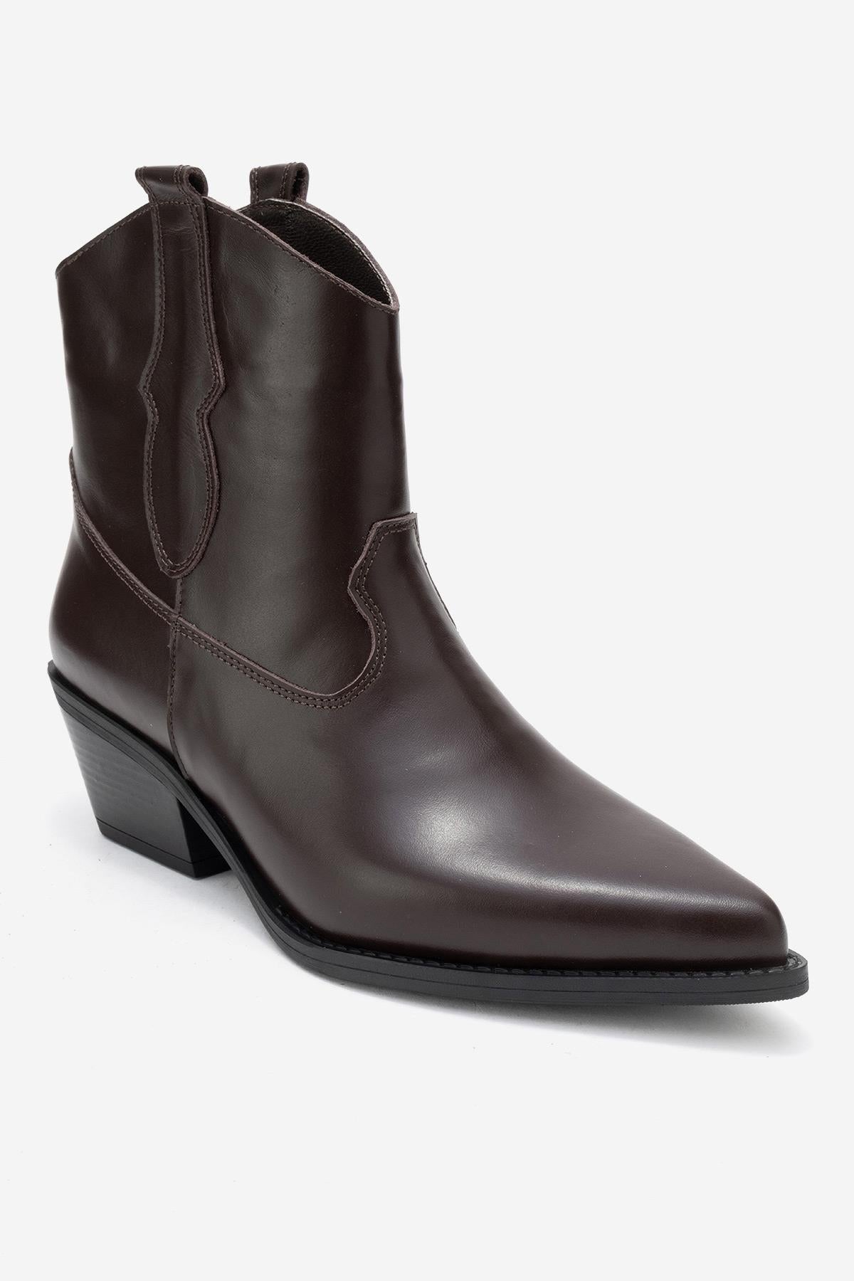 Elia - Bota vaquera de cuero marrón (Mujer)