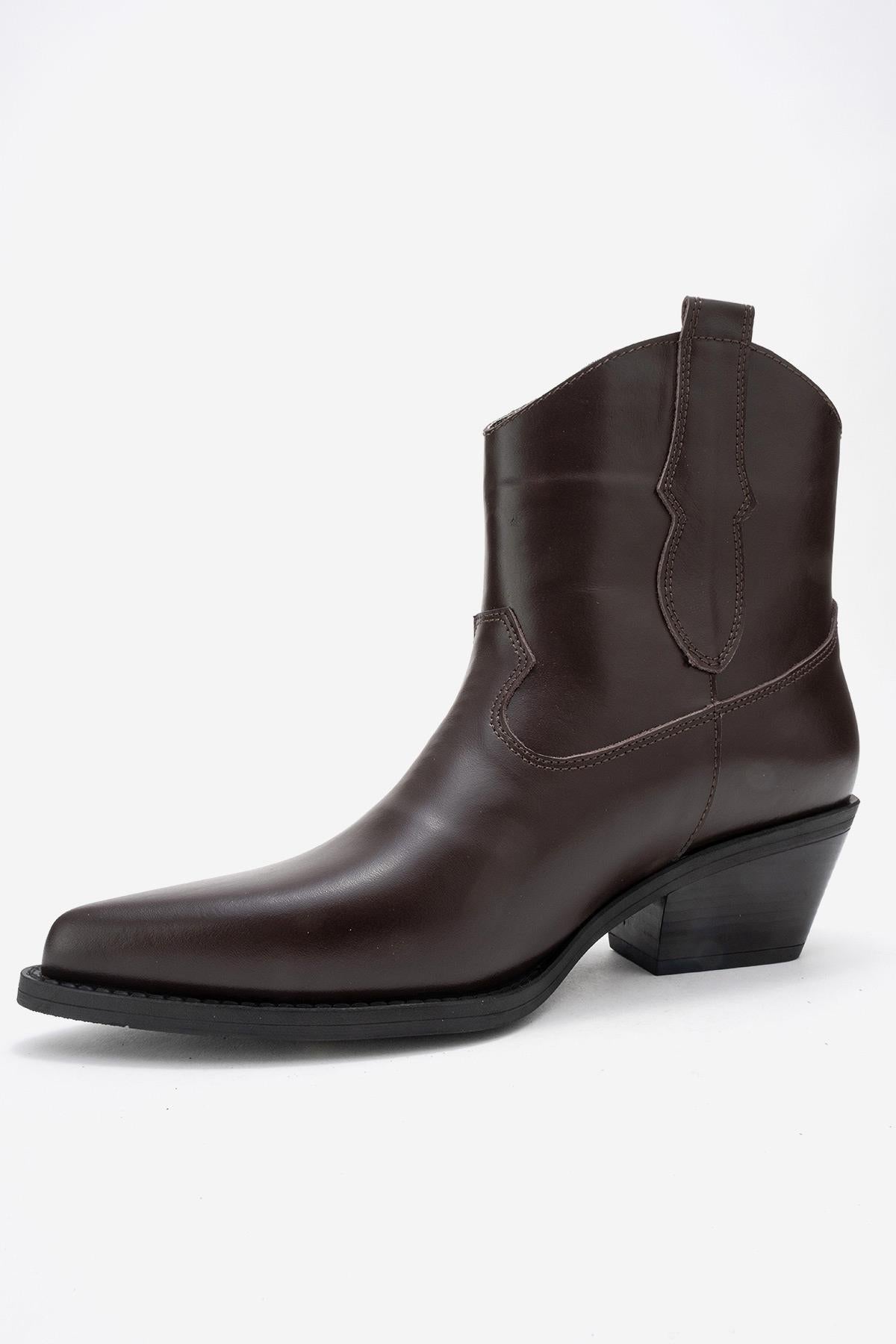 Elia - Bota vaquera de cuero marrón (Mujer)