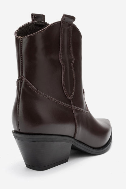 Elia - Bota vaquera de cuero marrón (Mujer)