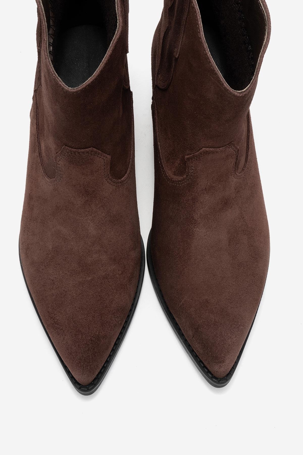 Elia - Bota vaquera de cuero de ante marrón (mujer)