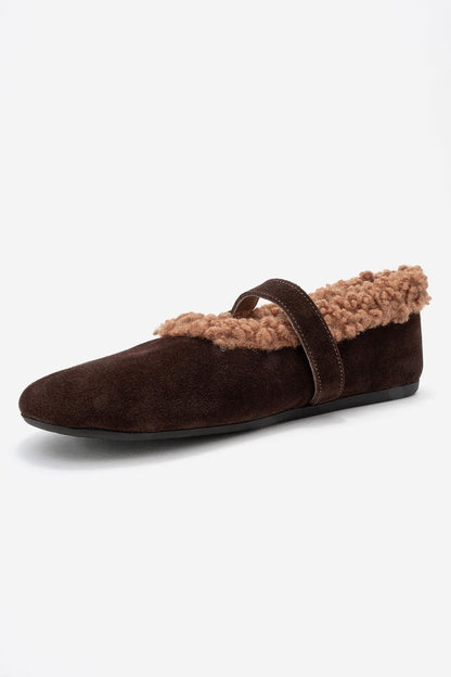 Guin - Zapato plano de cuero de ante marrón (mujer)