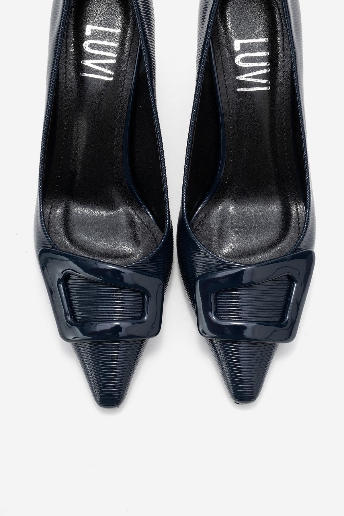 Astra - Zapatos de tacón de punta con hebilla azul marino (Mujer)