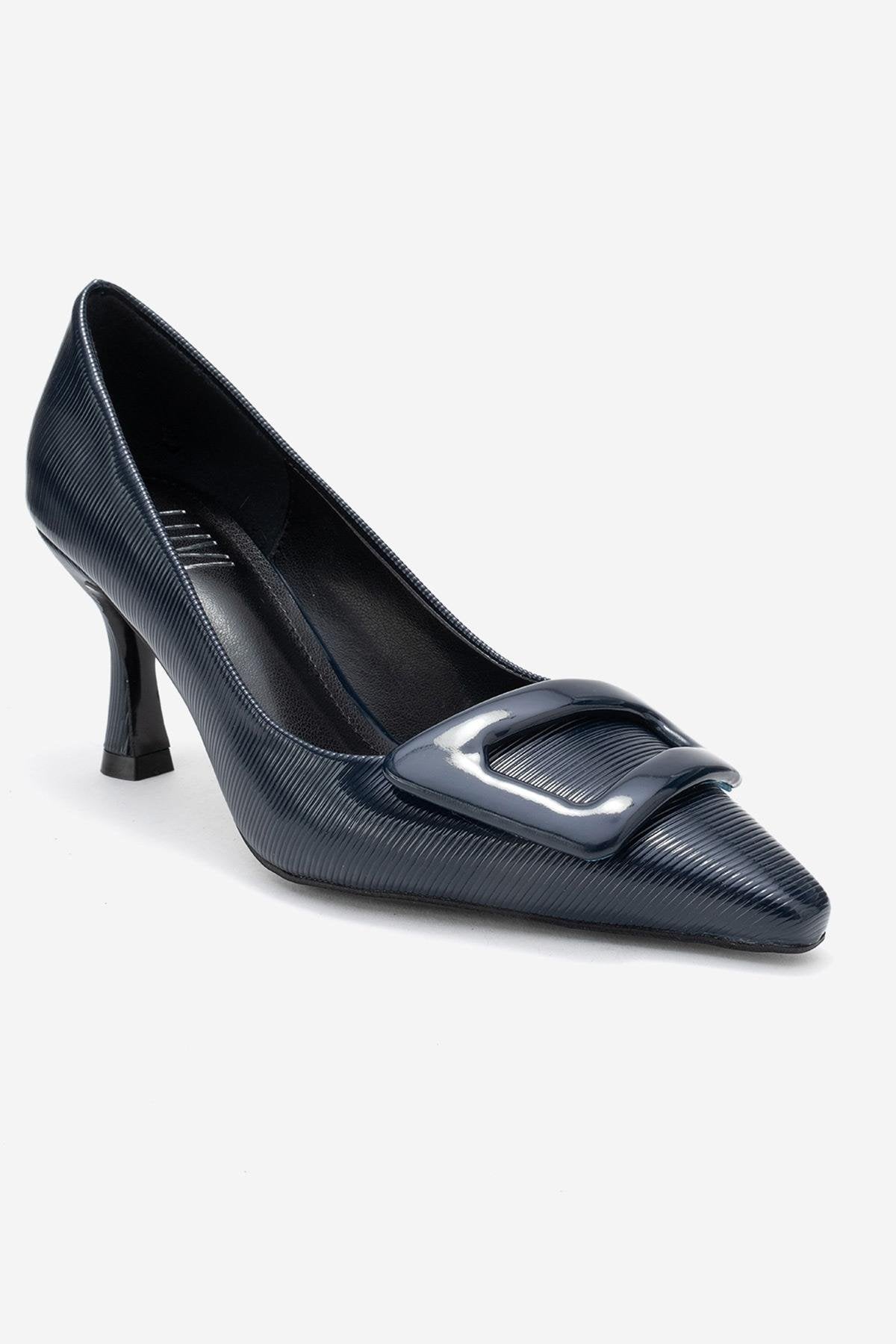 Astra - Zapatos de tacón de punta con hebilla azul marino (Mujer)