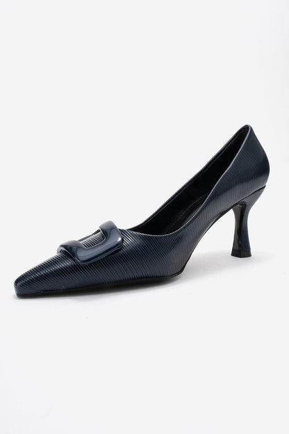 Astra - Zapatos de tacón de punta con hebilla azul marino (Mujer)