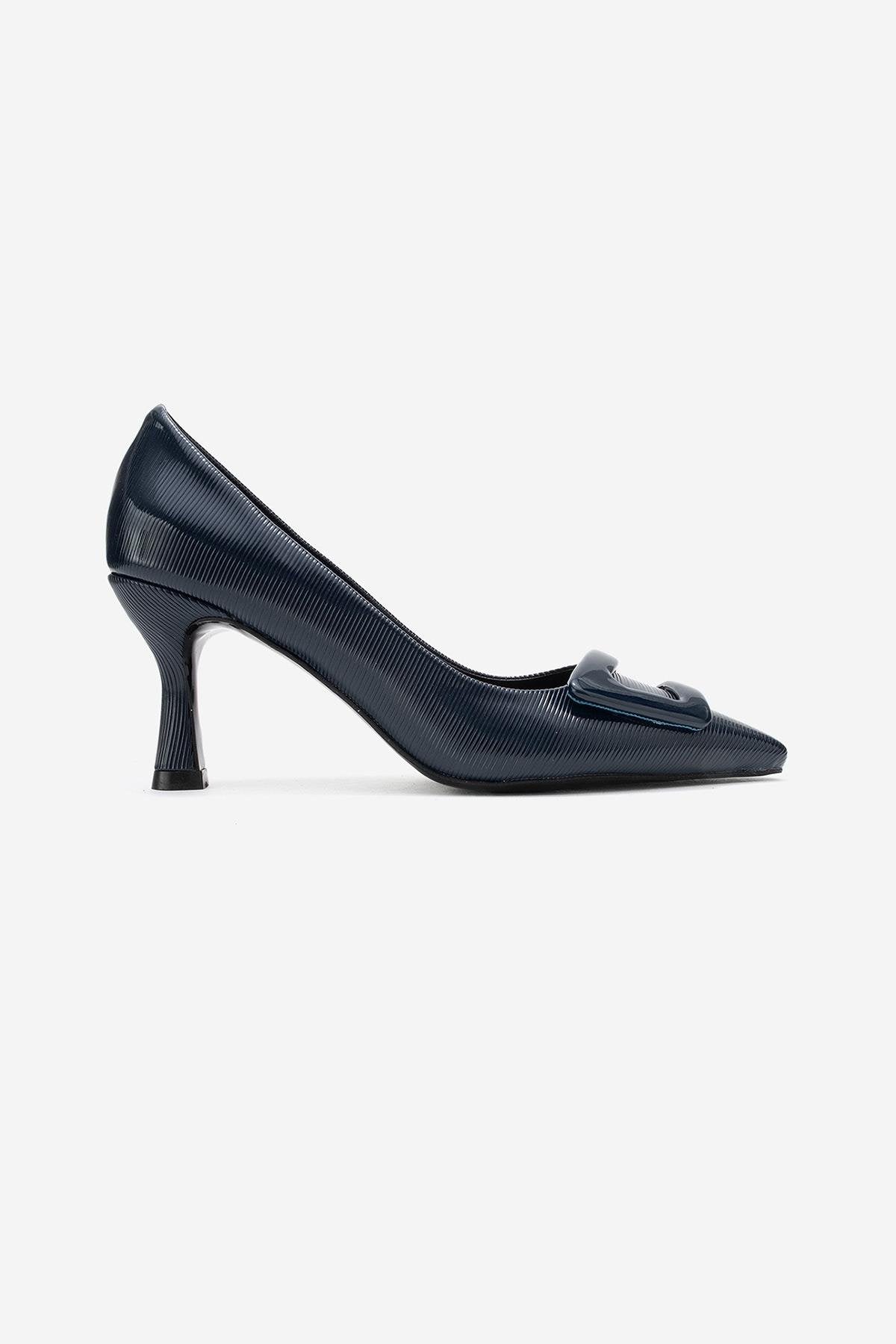 Astra - Zapatos de tacón de punta con hebilla azul marino (Mujer)