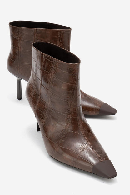 Rassel - Bota estampada marrón con punta fina (Mujer)