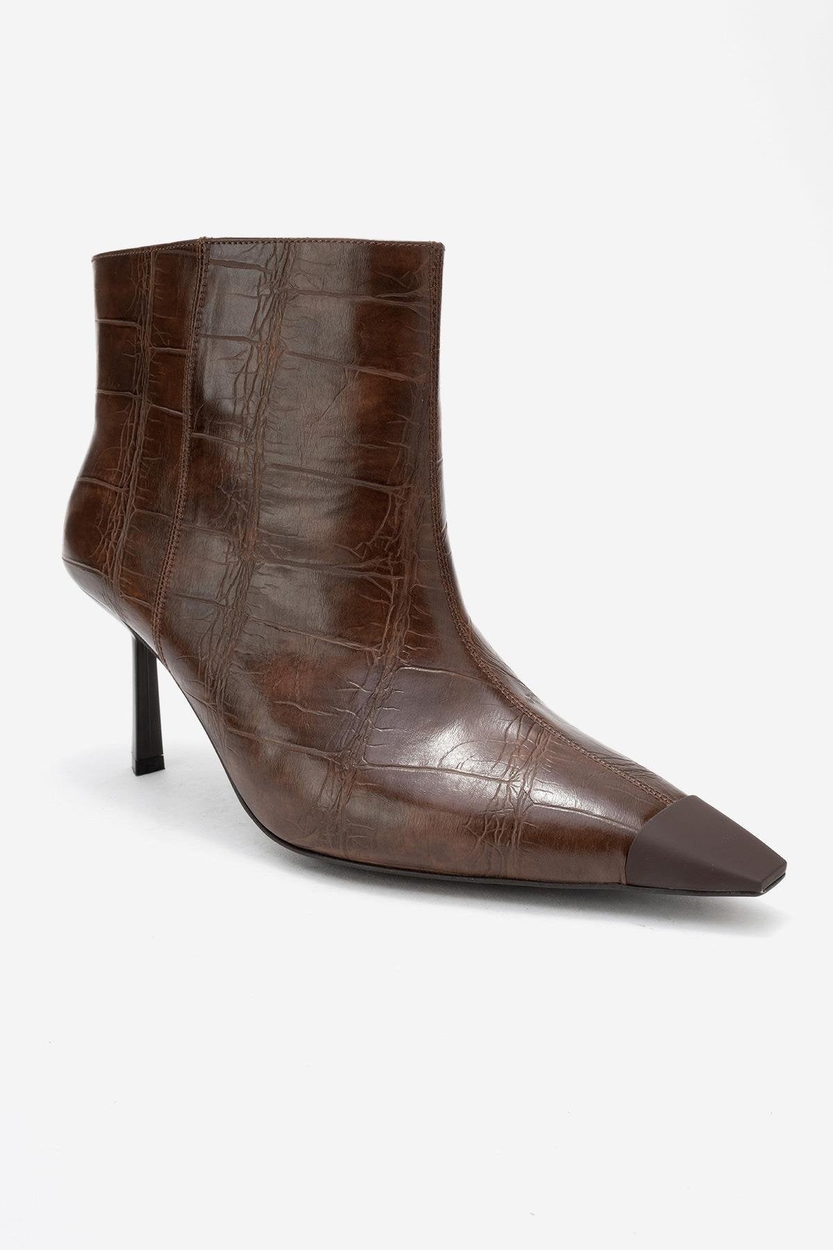 Rassel - Bota estampada marrón con punta fina (Mujer)