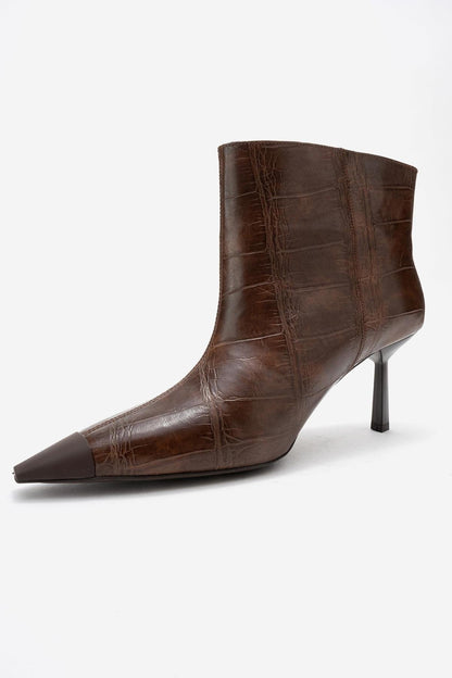 Rassel - Bota estampada marrón con punta fina (Mujer)