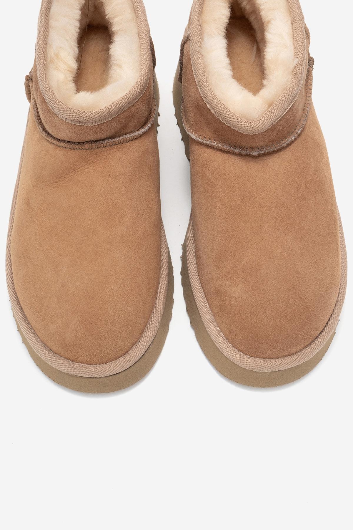Ary - Bota de plataforma de piel de ante color coñac (Mujer)