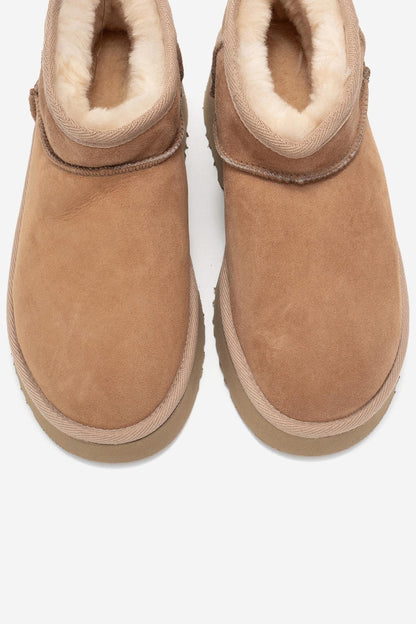 Ary - Bota de plataforma de piel de ante color coñac (Mujer)
