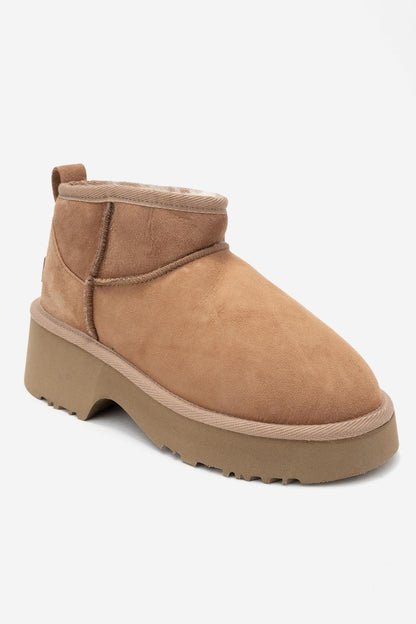 Ary - Bota de plataforma de piel de ante color coñac (Mujer)