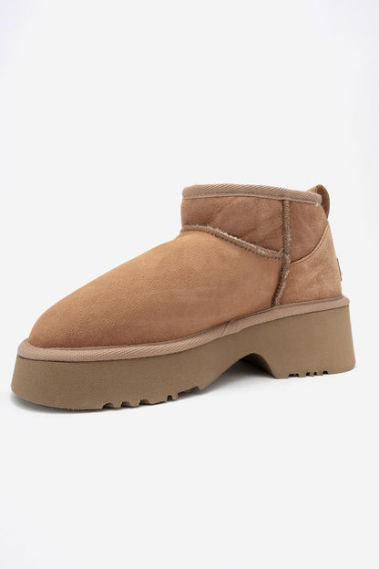 Ary - Bota de plataforma de piel de ante color coñac (Mujer)