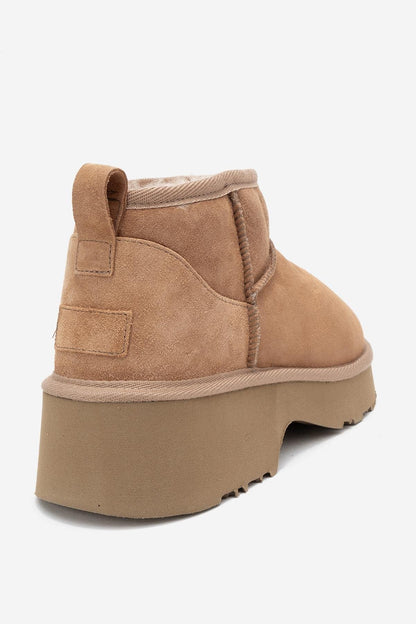Ary - Bota de plataforma de piel de ante color coñac (Mujer)